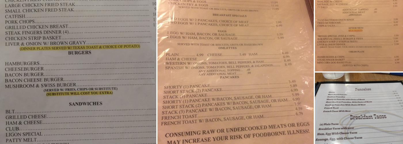 Llano's Hungry Hunter Menu