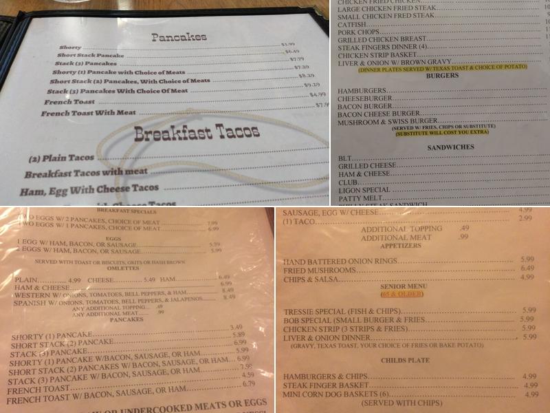 Llano's Hungry Hunter Menu