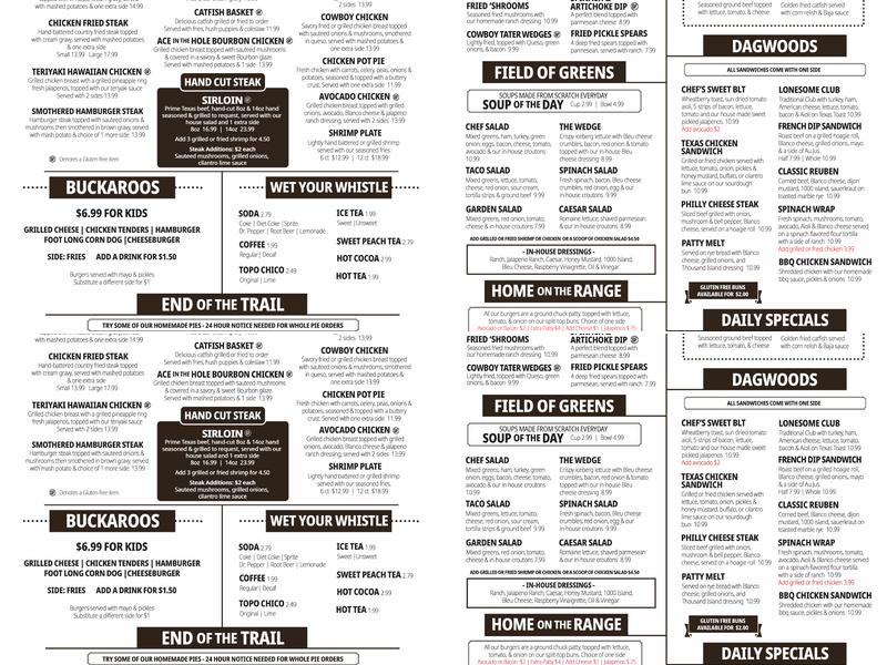 Trailblazer Grille Menu
