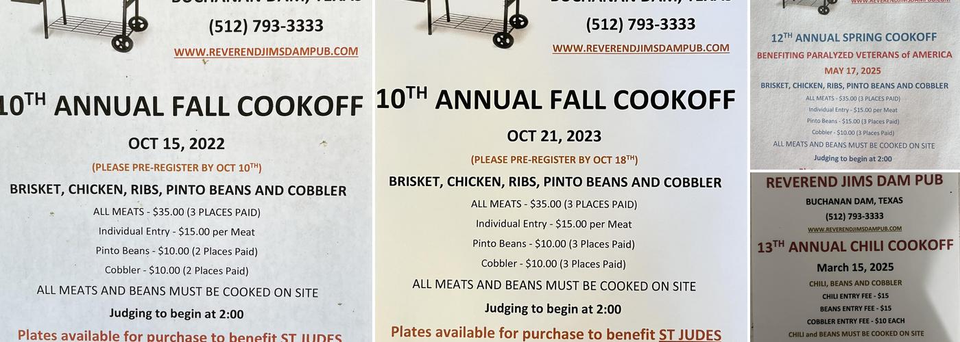 Reverend Jim's Dam Pub Menu