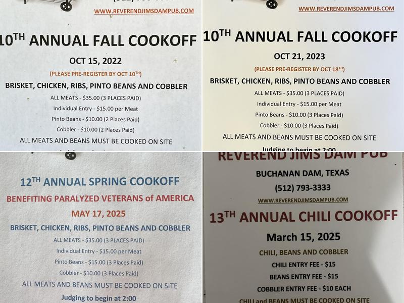 Reverend Jim's Dam Pub Menu