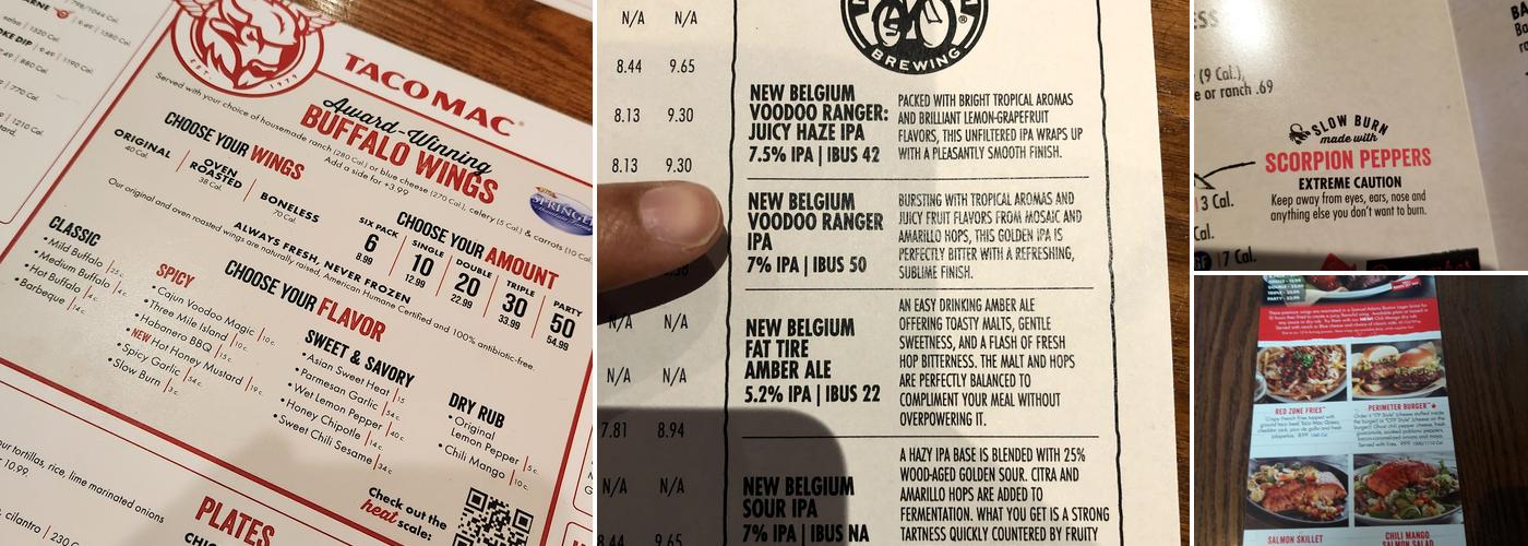 Taco Mac Suwanee Menu