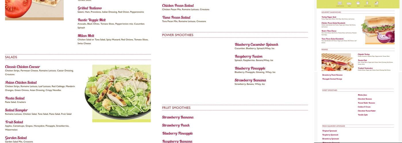 Frullati Menu