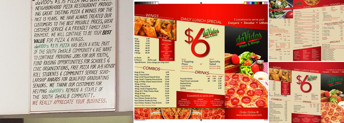 Davido's Pizza and Wings Menu
