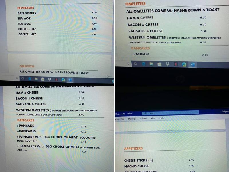 The General Store And Cafe Menu