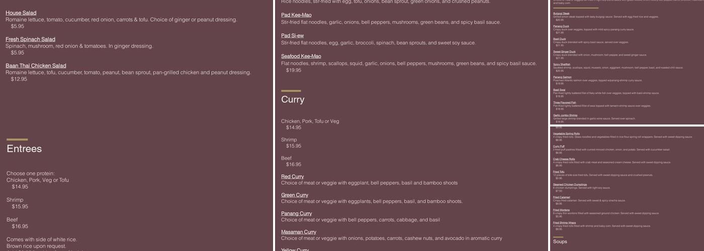 Baan Thai Menu