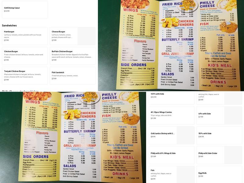 Wings and Seafood Menu