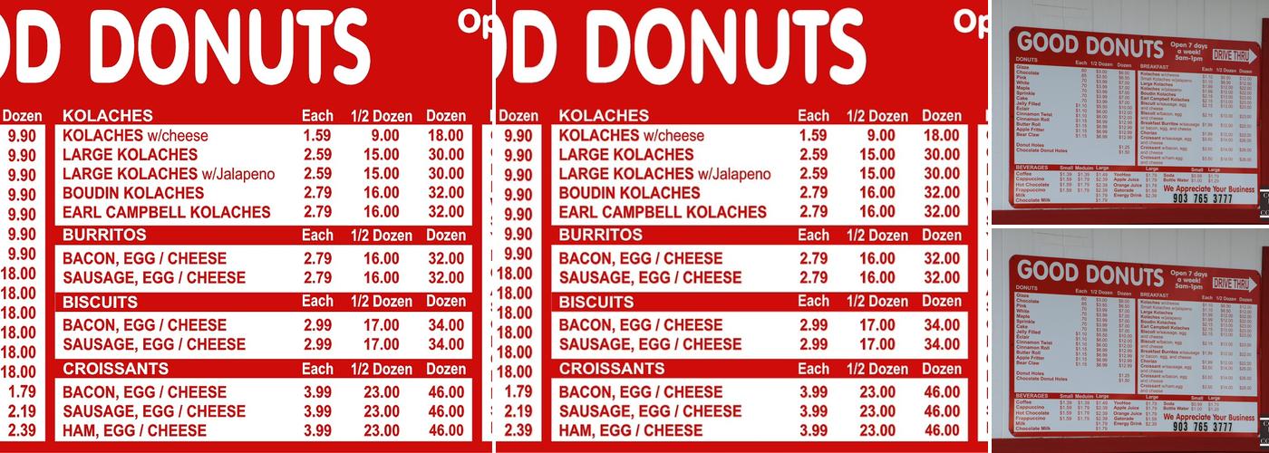 Good Donuts Menu