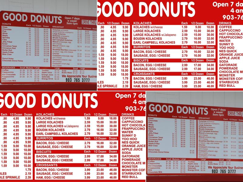 Good Donuts Menu