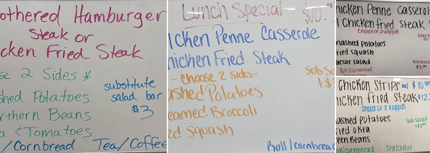 Ya'll Come Back Cafe Menu