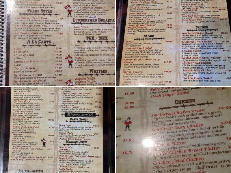 Lumber Yard Cafe Menu