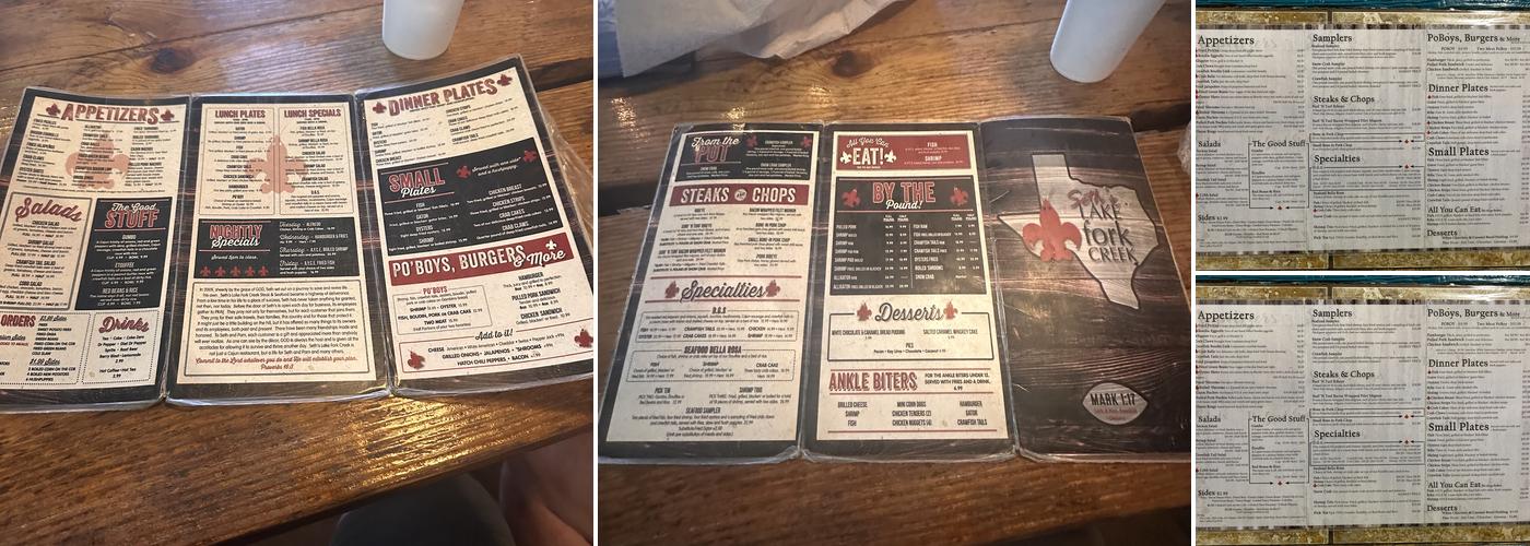 Seth's Lake Fork Creek Menu