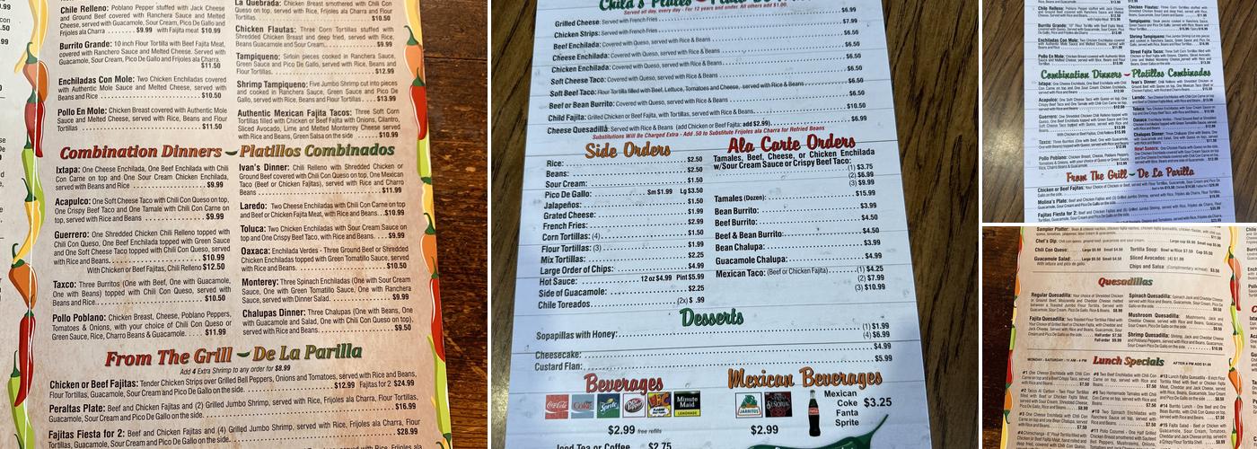 MOLINAS MEXICAN RESTAURANT Menu
