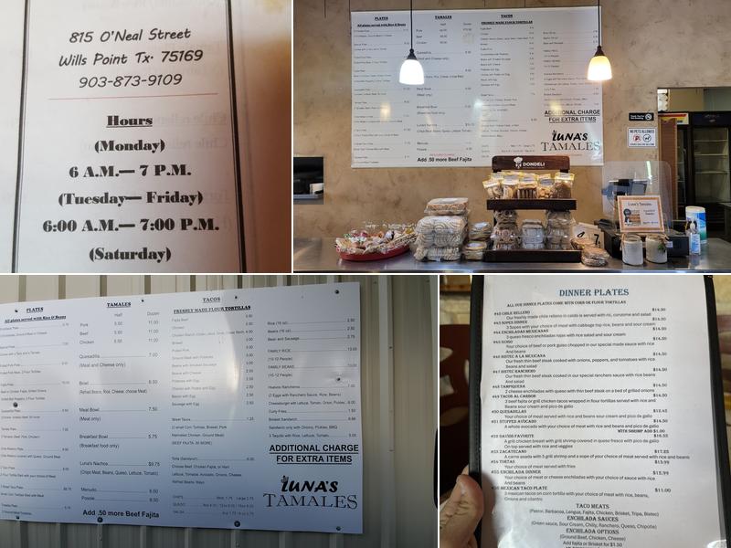 Luna's Tamales Menu
