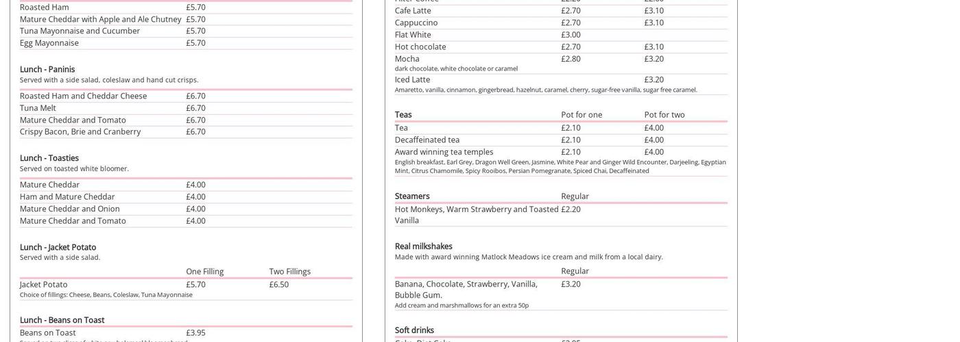 The Market Café Menu
