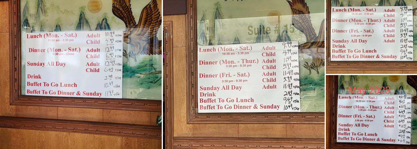 Chen's Buffet Menu