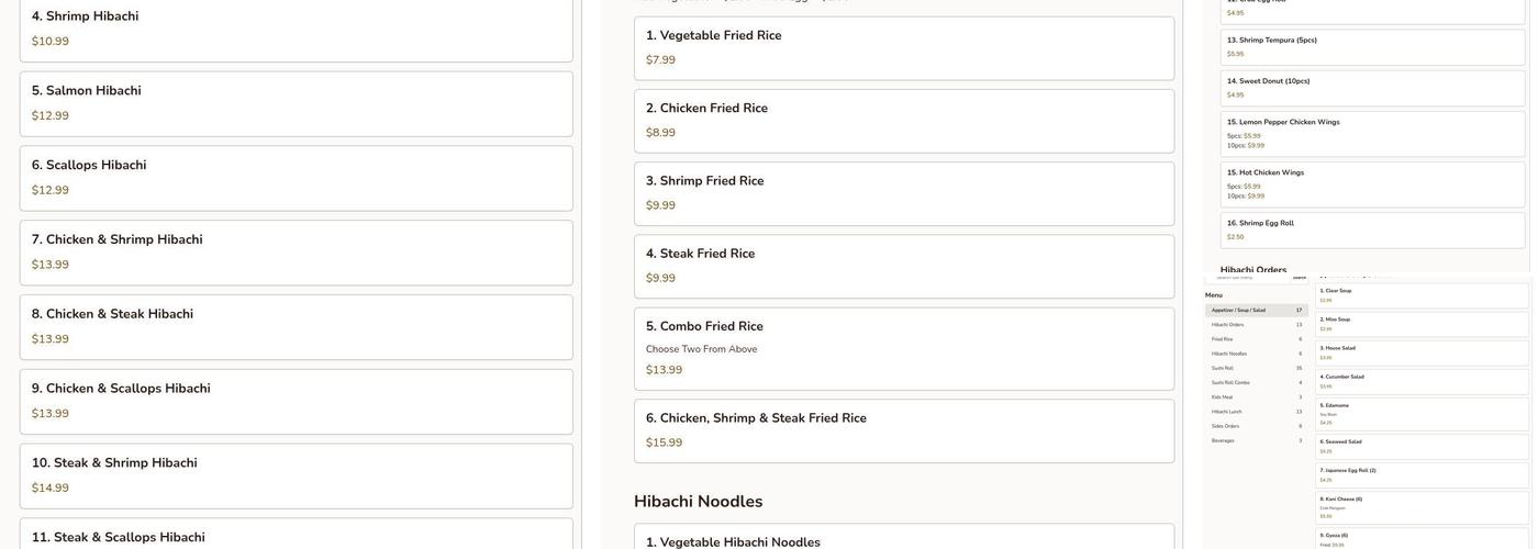 Hibachi Express Menu