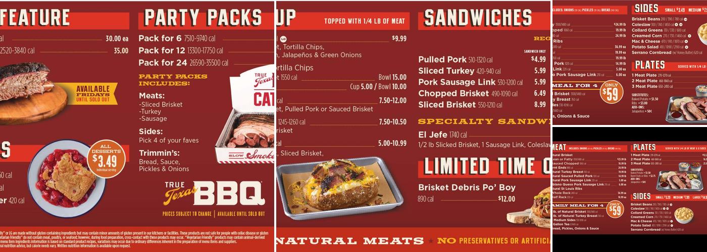 True Texas BBQ Menu