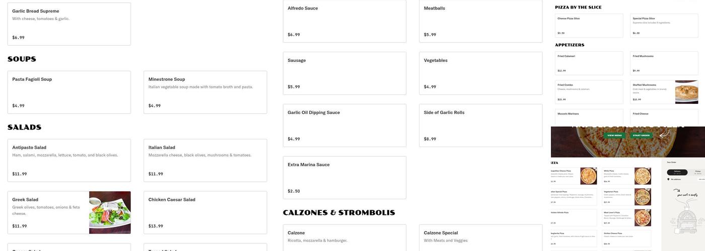 Napoli's Pasta & Pizza Menu