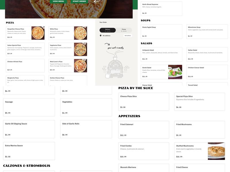 Napoli's Pasta & Pizza Menu