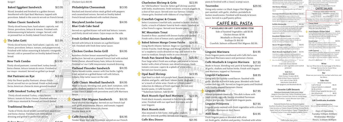 Caffè Rel Menu