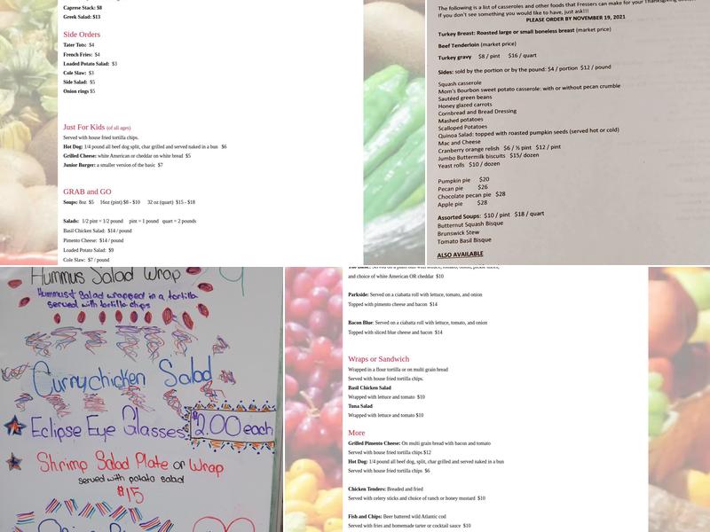 Fressers Courtyard Cafe and Catering Menu