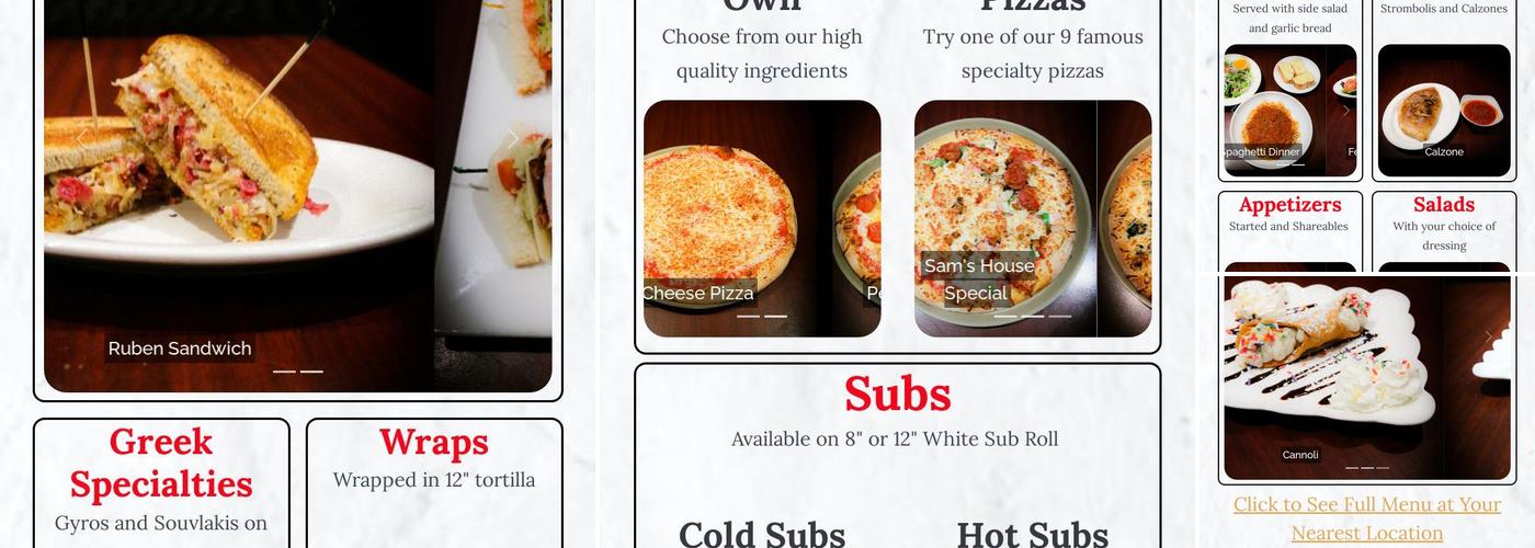 Sam's Pizza & Subs Menu