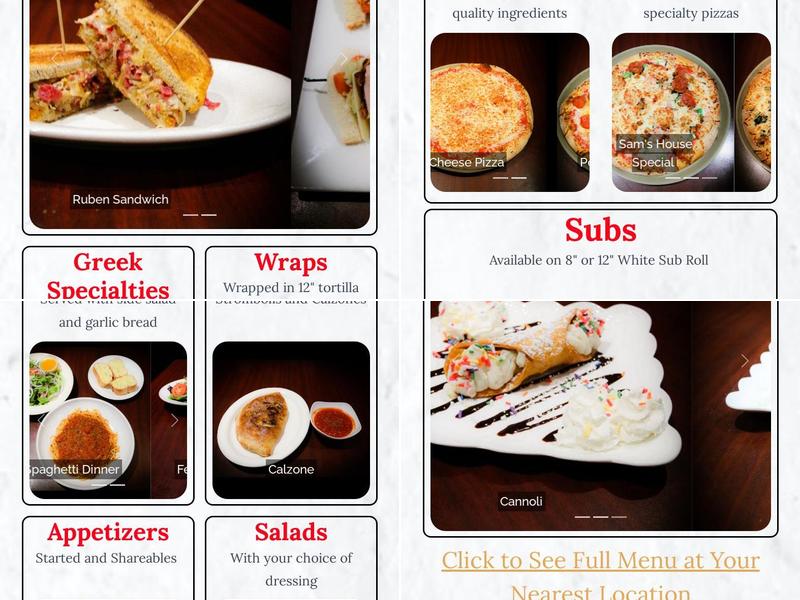 Sam's Pizza & Subs Menu
