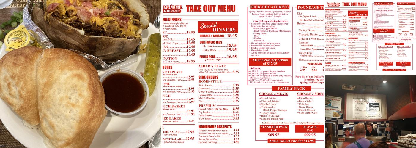 Spring Creek Barbeque Menu