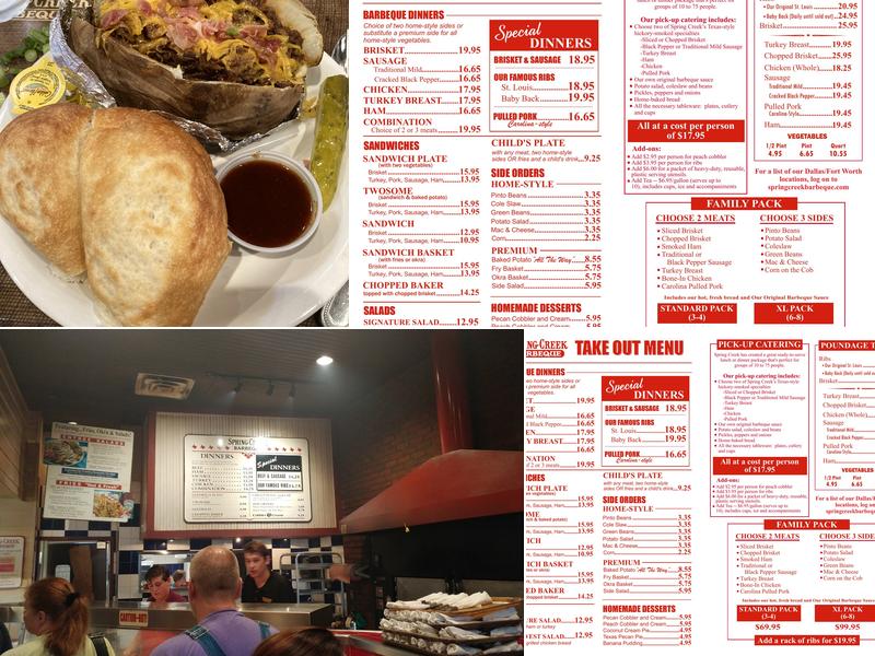 Spring Creek Barbeque Menu