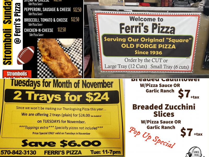 Ferri's Pizza Menu