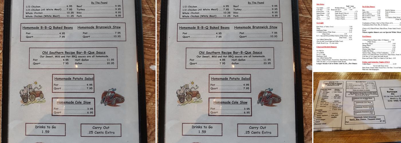 Barbecue Pit Menu
