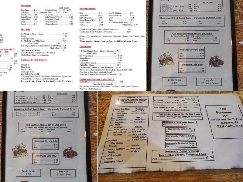 Barbecue Pit Menu