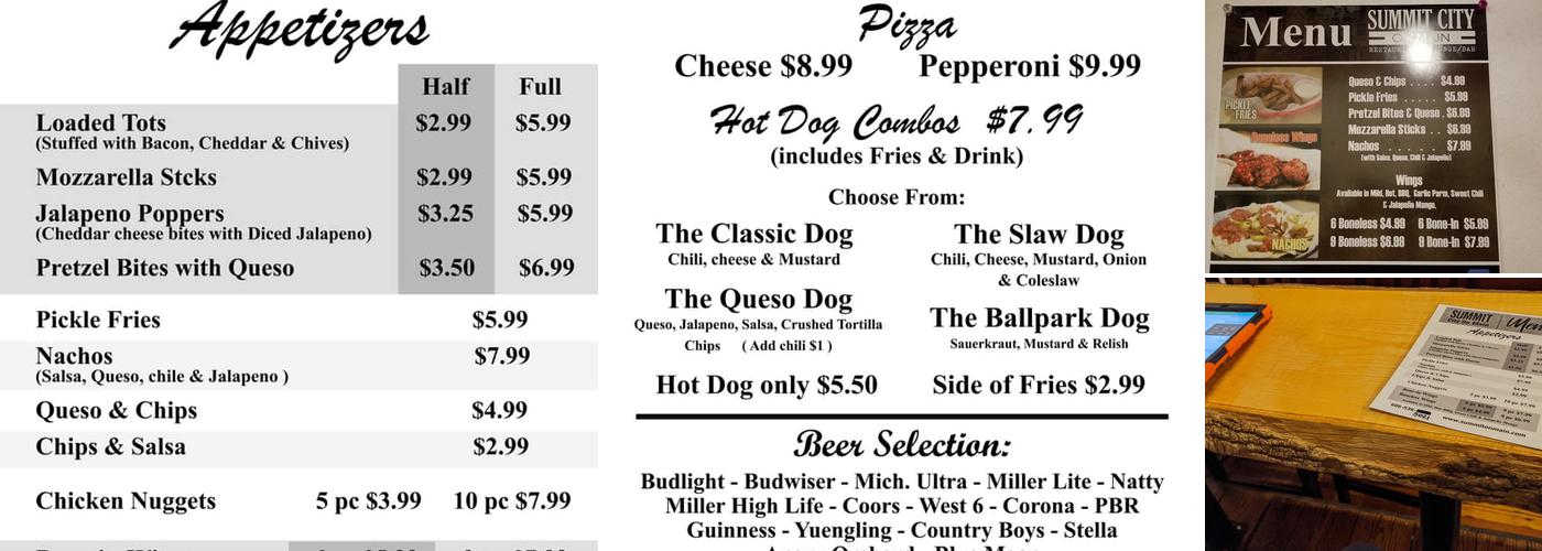 Summit City on Main Menu