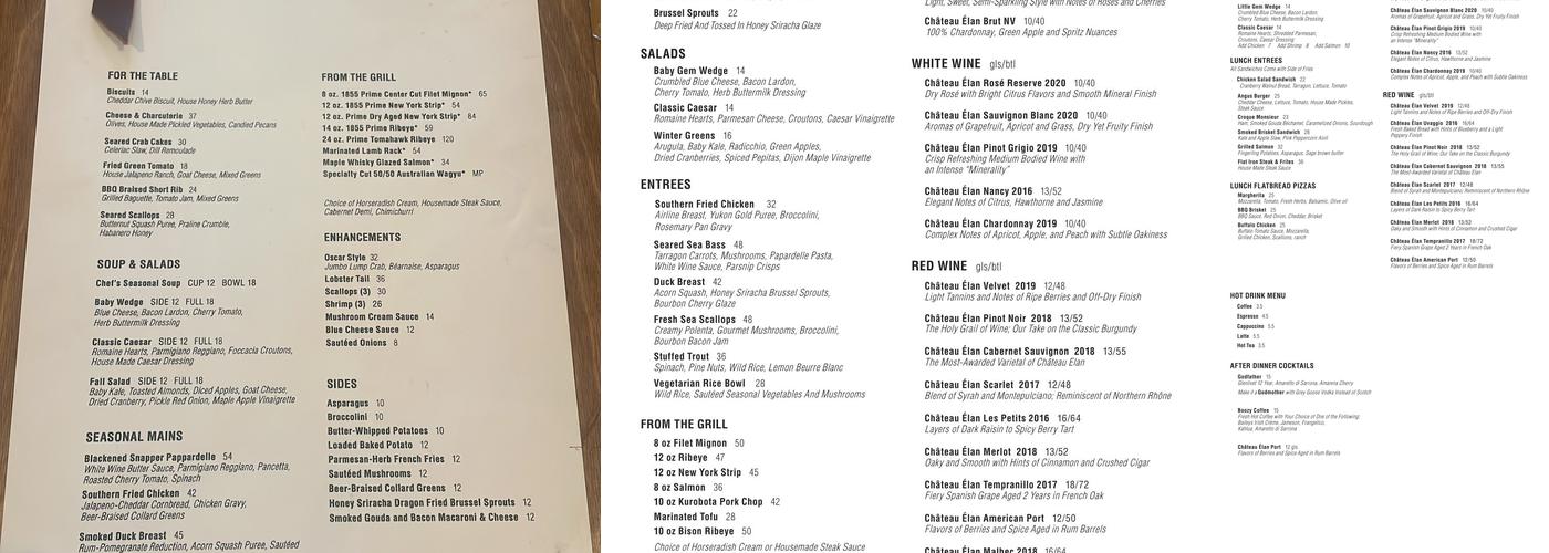 Marc Bar & Restaurant Menu
