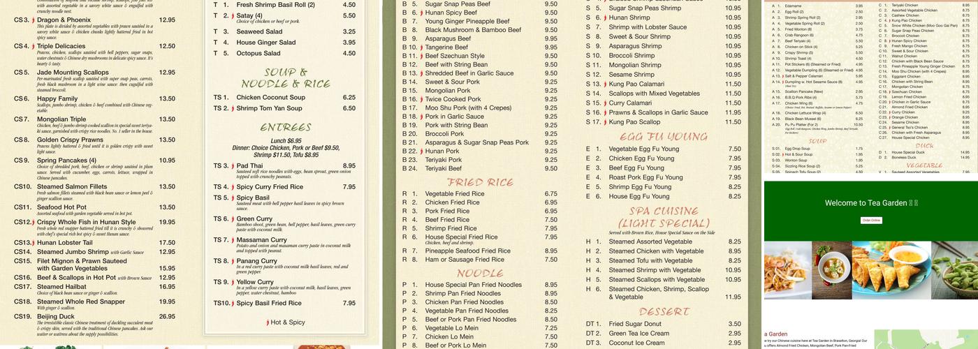 Tea Garden Menu