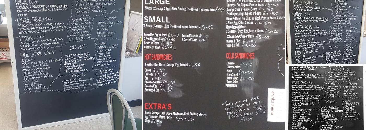 Pit Stop Cafe Menu