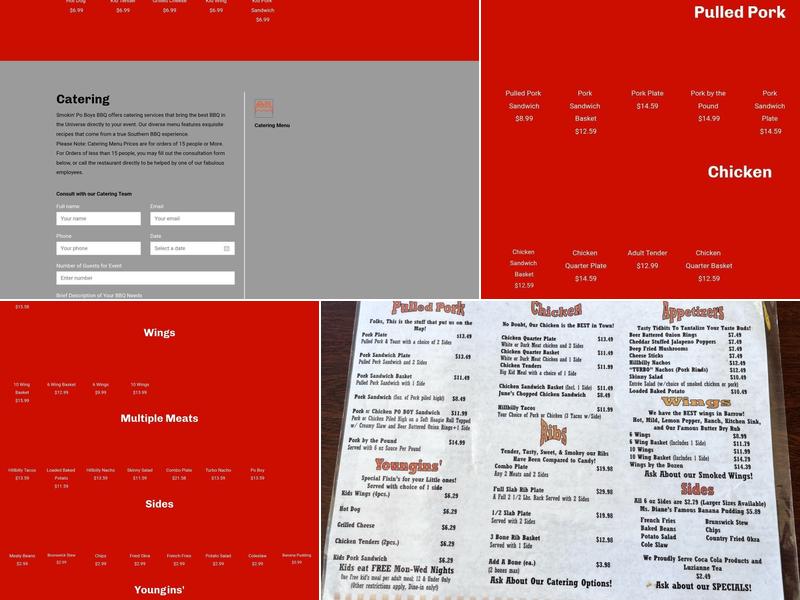Smokin PO Boys BBQ Menu