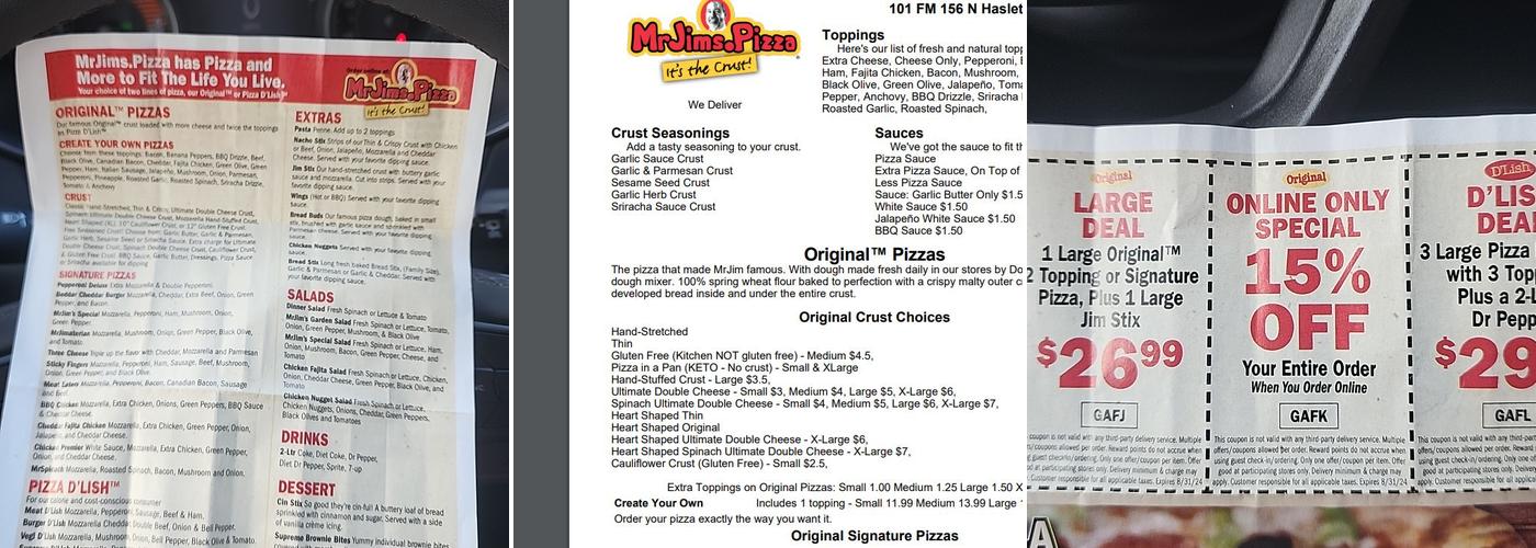MrJims.Pizza Menu