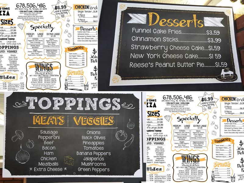 Around Towns Pizza Menu