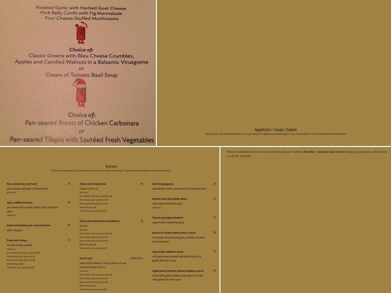 The Classic Cafe at Roanoke Menu