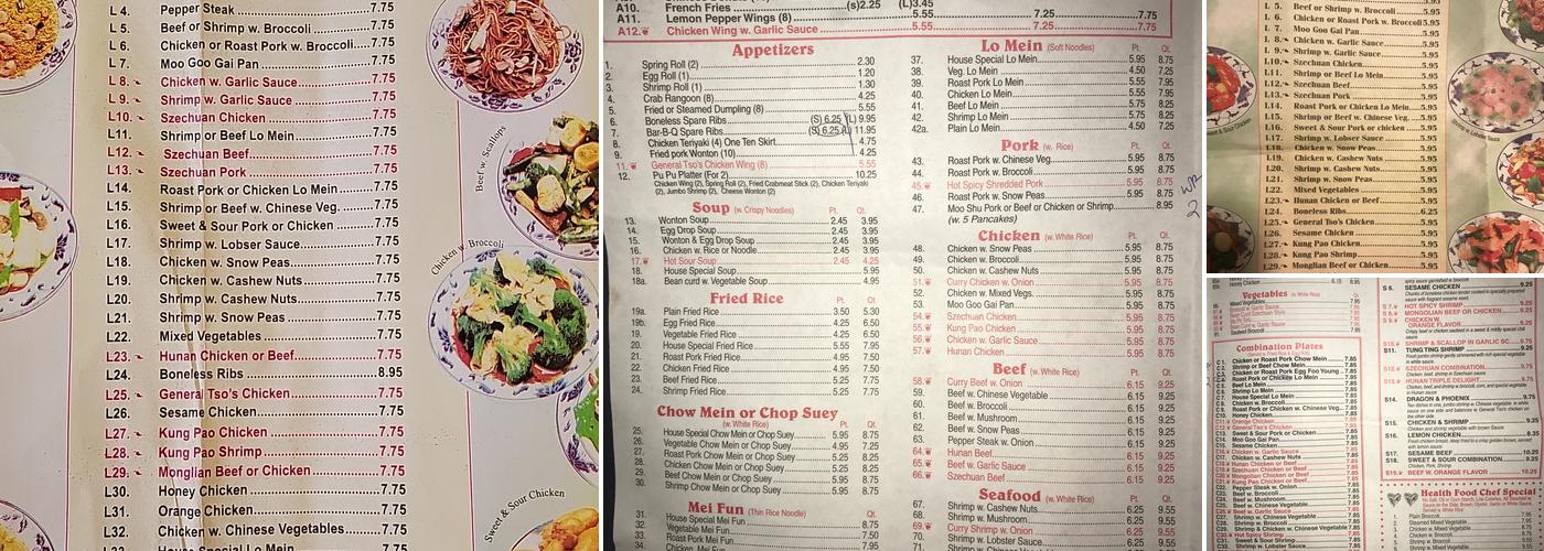Kong Long Menu