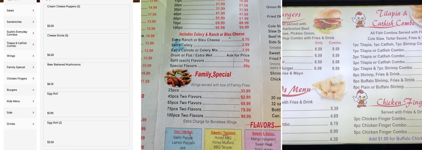 Suzie's Wings And Deli Menu