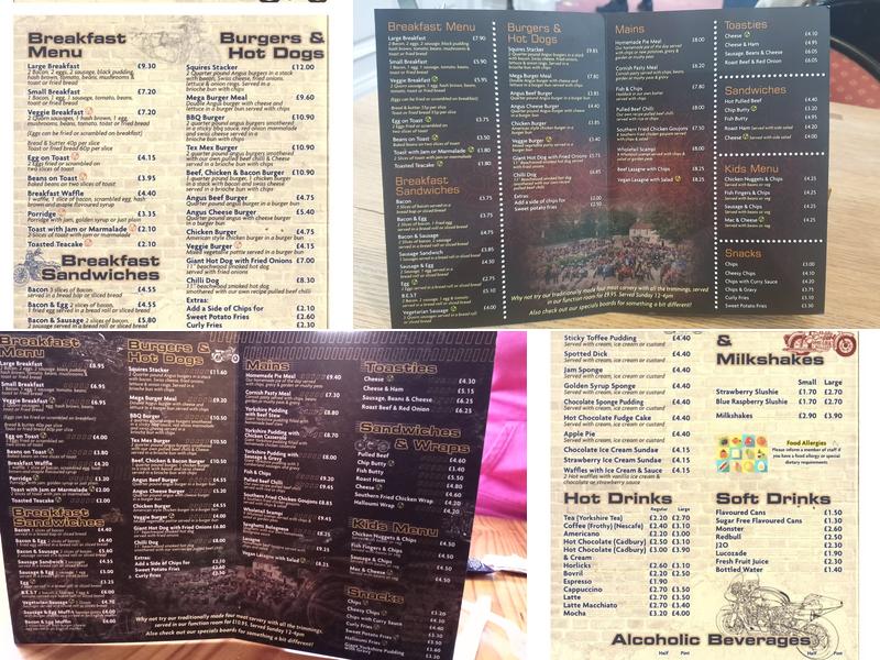 Squires Cafe Bar Menu