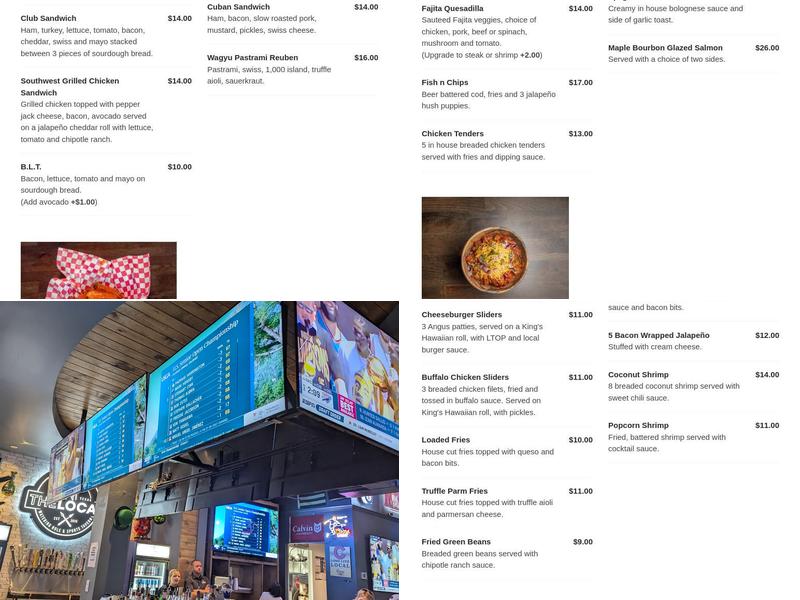 The Local Watering Hole Menu