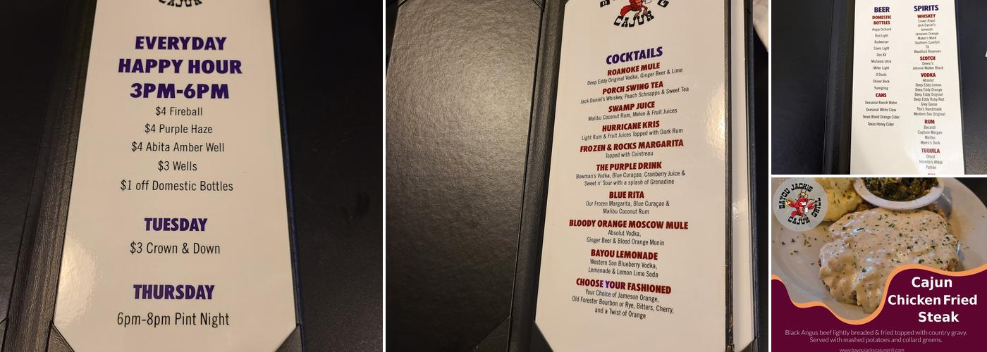 Bayou Jack's Cajun Grill - Roanoke Menu
