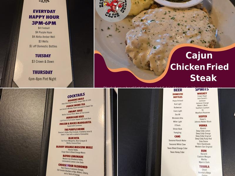 Bayou Jack's Cajun Grill - Roanoke Menu