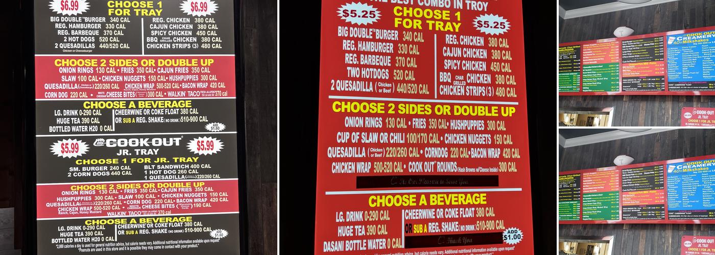 Cook Out Menu
