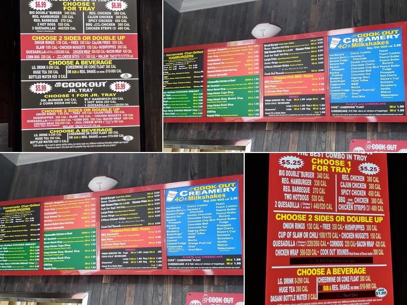Cook Out Menu