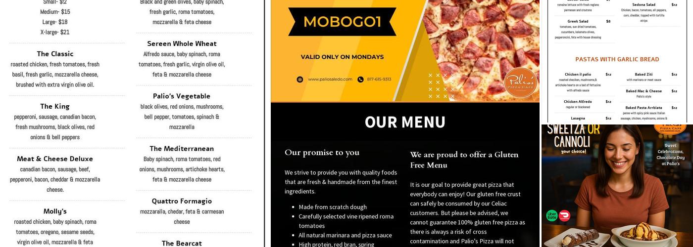 Palio's Pizza Cafe Aledo Menu